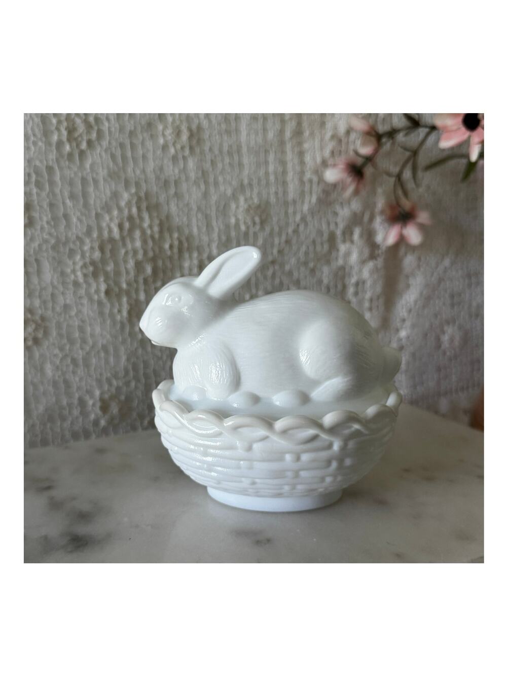 Mosser White Rabbit Covered Dish Bunny Basket